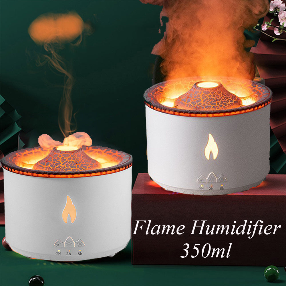 Volcano Aromatherapy Humidifier – Ultrasonic Essential Oil Diffuser with Flame & Jellyfish Mist Effect