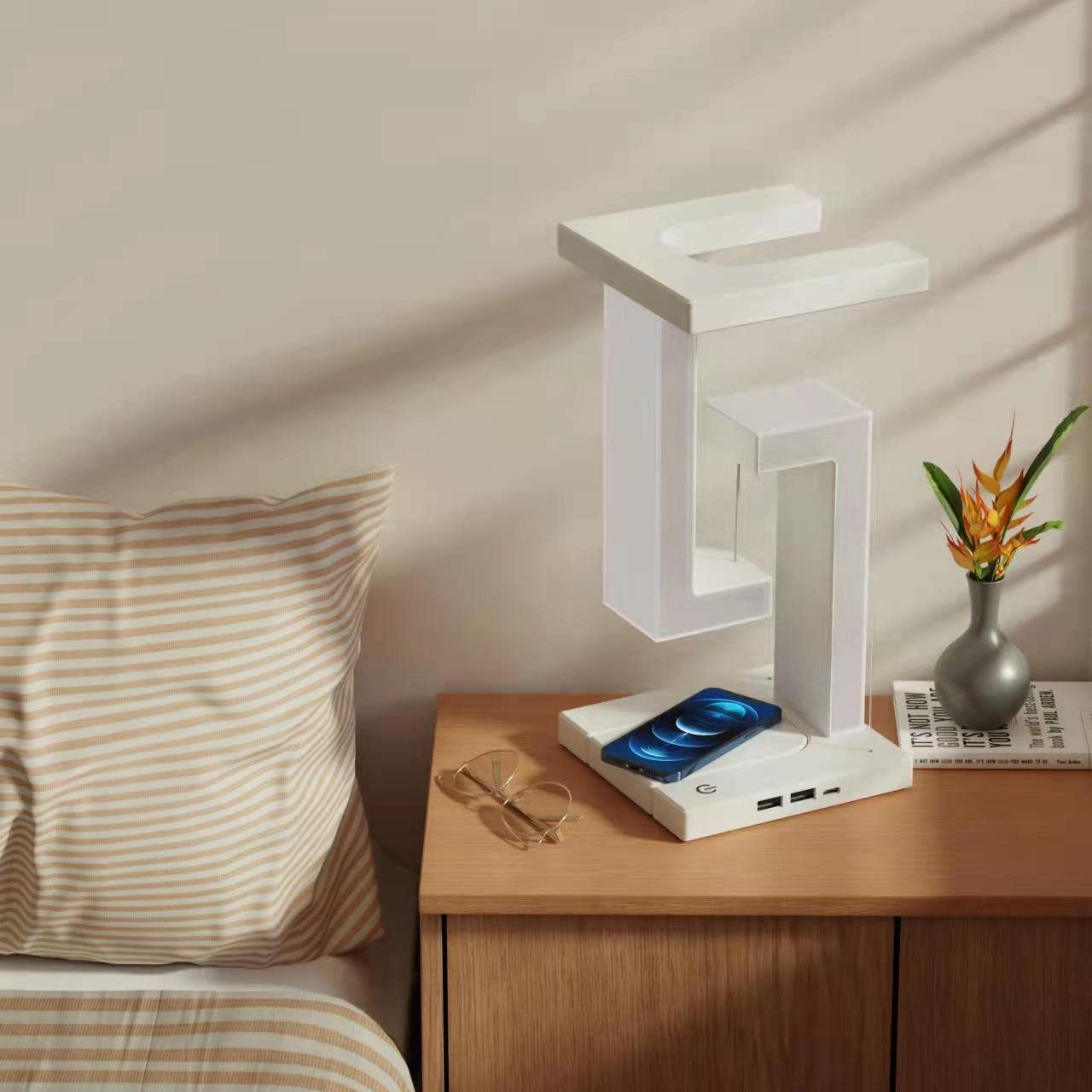 Wireless Charging Balance Lamp – Floating Suspension Smart Table Lamp for Home & Bedroom