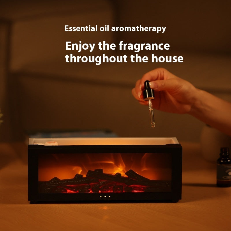 Flame Aromatherapy Diffuser – 3D Firelight Essential Oil Humidifier with Large Mist Output
